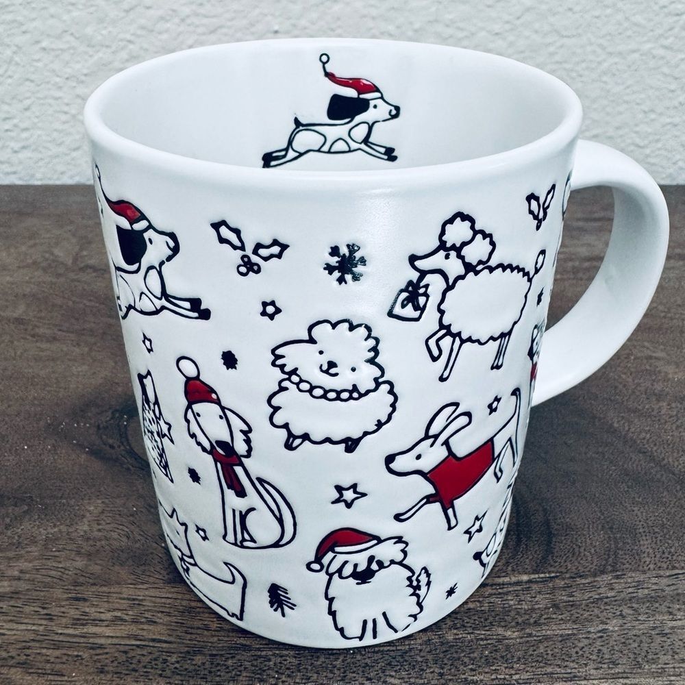 Christmas Dogs Textured Holiday Ceramic Mug